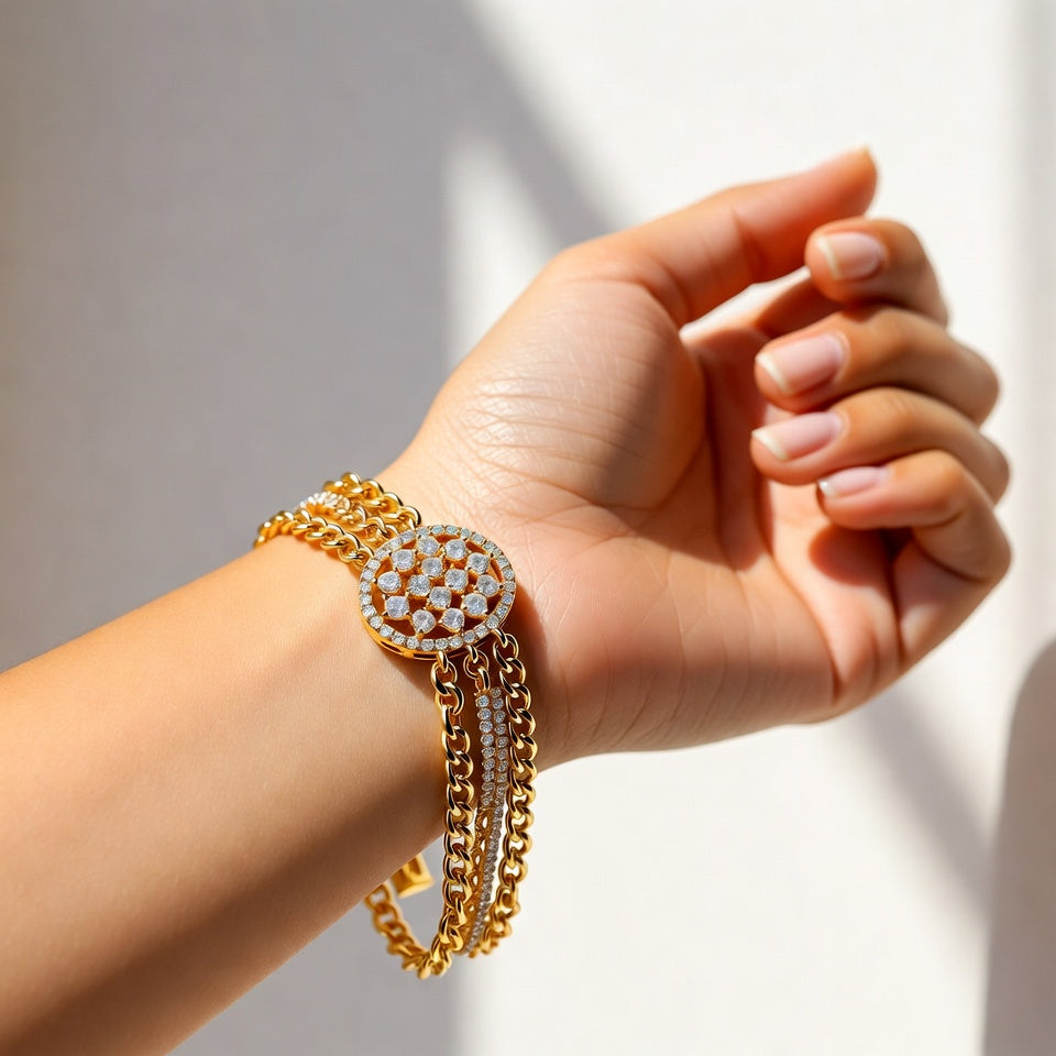 Gold-Plated Crystal Chain Bracelet