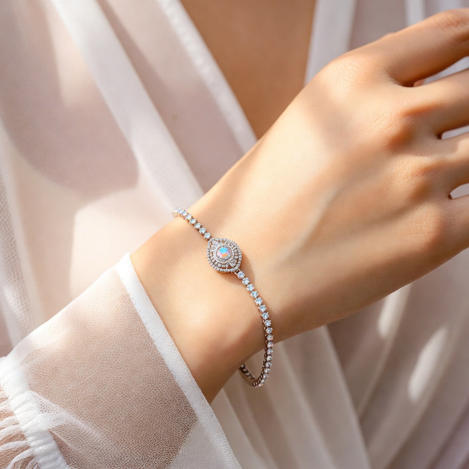 Elegant Teardrop Opal Crystal Bracelet