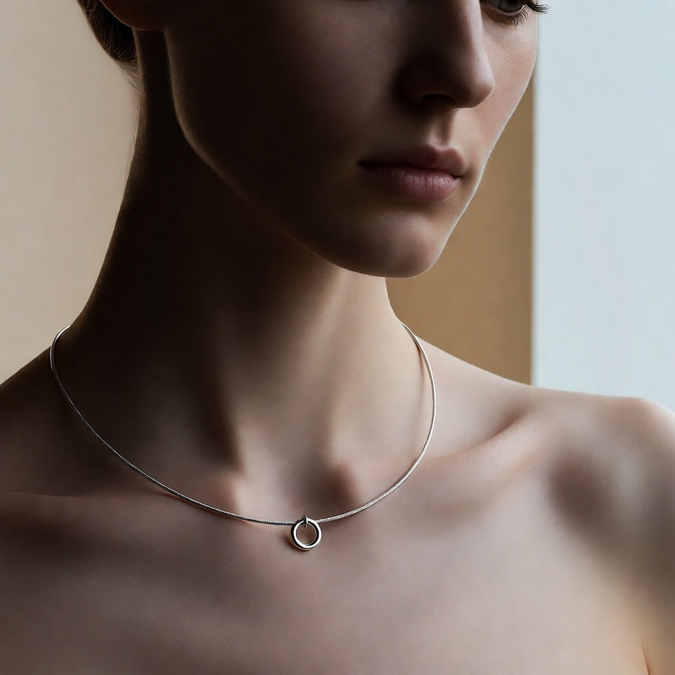 Sleek Silver Circle Pendant Necklace